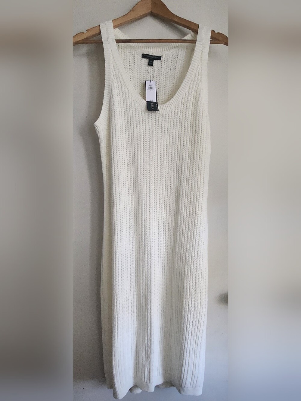 Banana Republic Cream Ribbed Tank Maxi Dress
